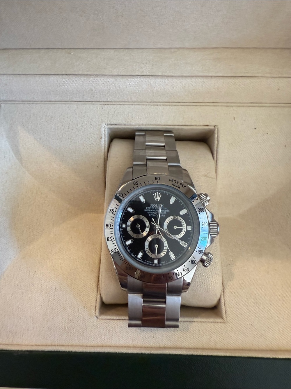 Rolex Stainless Steel Chronograph Watch - Black Dial